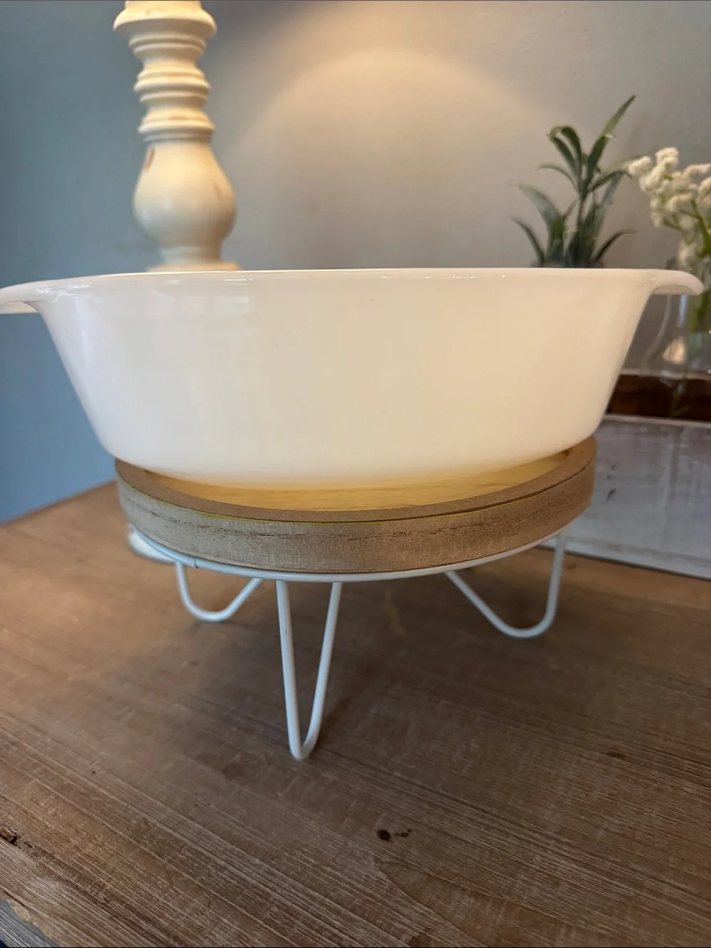 Vintage Anchor Hocking Fire King Casserole Dish Blue Cornflower Milk Glass